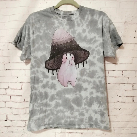 Unisex Men's Sz Medium Graphic Tshirt Ink Fairydropart mushroom Gray - Picture 1 of 6